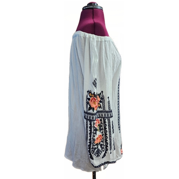 Cute Options Embroidered Guazy Bohemian Long Sleeve Tunic Blouse - Picture 3 of 14